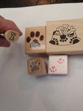 Dog Paw print, bowls bones stamper set of 6